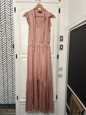 Banana Republic Dusty Rose Maxi Dress with Ruffle Sleeves